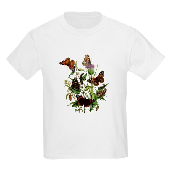 CafePress - BUTTERFLIES & PURPLE THISTLE Kids Light T Shirt - Light Classic Kids Graphic, Short Sleeve T-Shirt, Sizes XS-XL