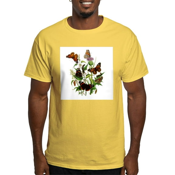 CafePress - BUTTERFLIES & PURPLE THISTLE Light T Shirt - Men's Classic Graphic T-Shirt