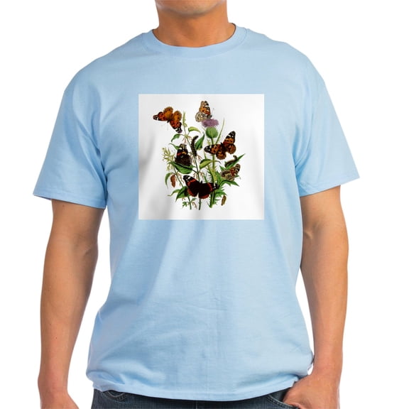 CafePress - BUTTERFLIES & PURPLE THISTLE Light T Shirt - Men's Classic Graphic T-Shirt