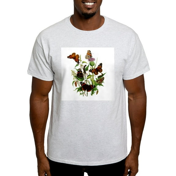 CafePress - BUTTERFLIES & PURPLE THISTLE Light T Shirt - Men's Classic Graphic T-Shirt
