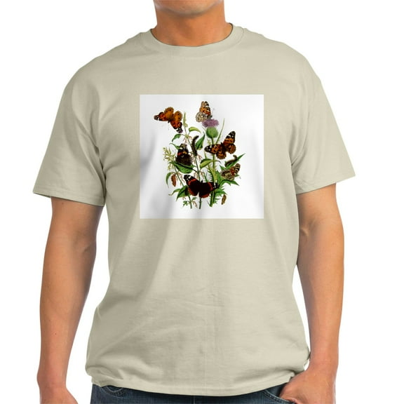 CafePress - BUTTERFLIES & PURPLE THISTLE Light T Shirt - Men's Classic Graphic T-Shirt