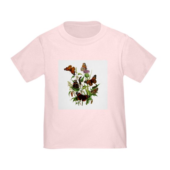 CafePress - BUTTERFLIES & PURPLE THISTLE Toddler T Shir - Cute Toddler T-Shirt, 100% Cotton