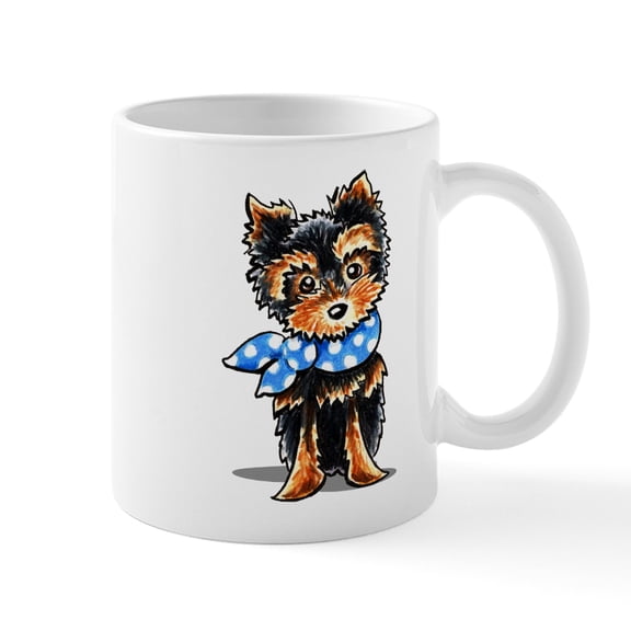 CafePress - Baby Blue Yorkie Mugs - 11 oz Ceramic Mug - Novelty Coffee Tea Cup