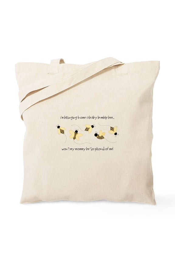 - Baby Bumble Bee Tote Bag - Unisex Canvas Tote Bag, Beige, 1-Piece