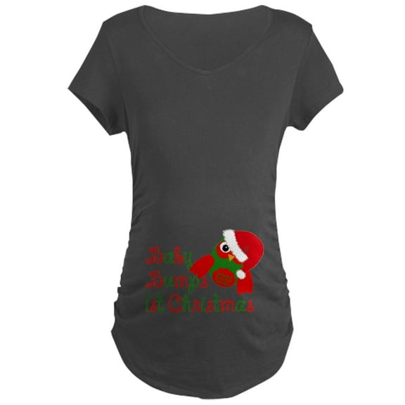 CafePress - Baby Bumps 1St Christmas Maternity T Shirt - Maternity Dark T-Shirt