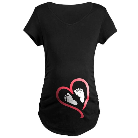 CafePress - Baby Feet Heart Maternity Dark T Shirt - Maternity Dark T-Shirt