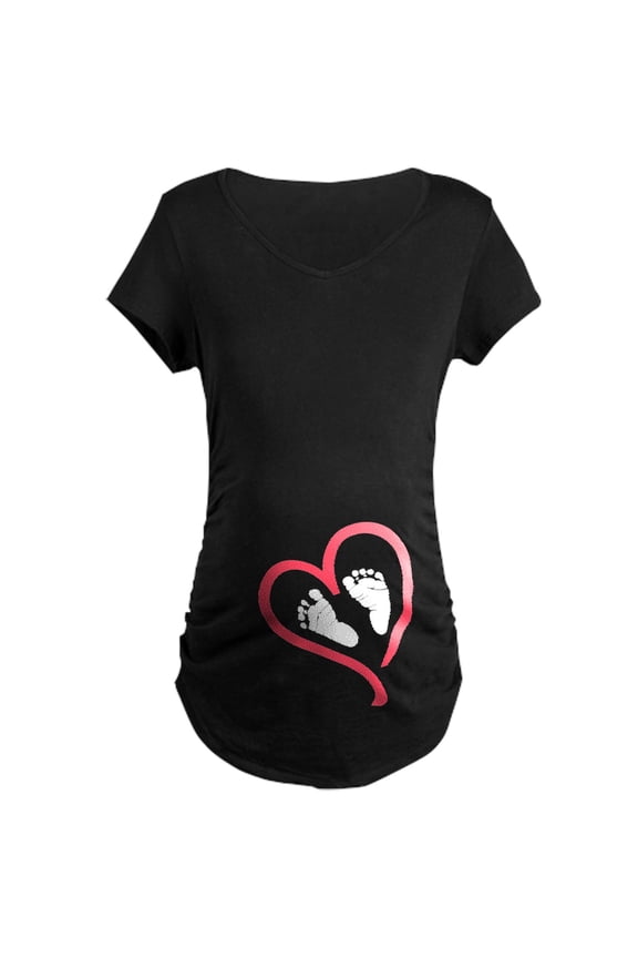 - Baby Feet Heart Maternity Dark T Shirt - Maternity Dark T-Shirt