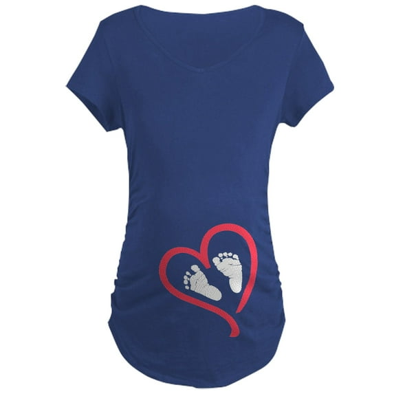 CafePress - Baby Feet Heart Maternity Dark T Shirt - Maternity Dark T-Shirt