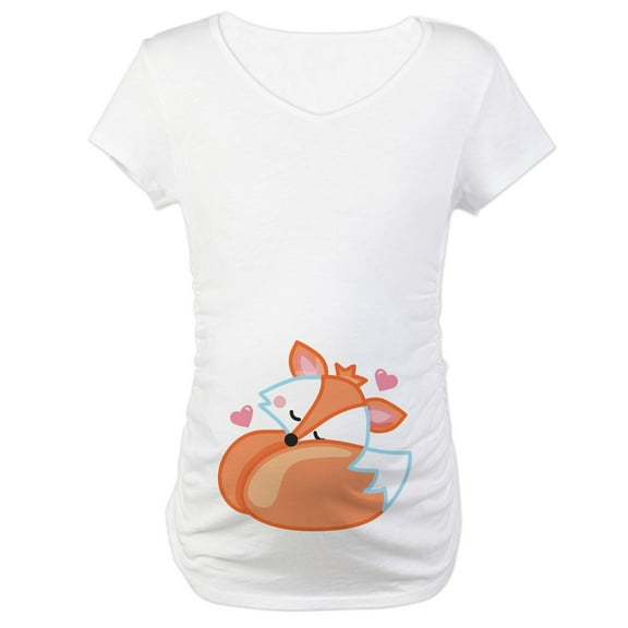 CafePress - Baby Fox Belly Print Maternity T Shirt - Cotton Maternity T-shirt, Cute & Funny Pregnancy Tee