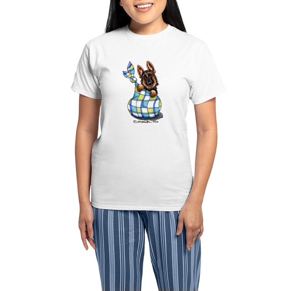 CafePress - Baby German Shepherd Women's Light Pajamas - Women's Short Sleeve Print T-Shirt and Pants Light Cotton Pajama Set