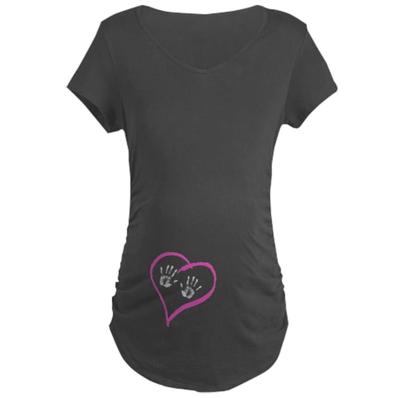 CafePress - Baby Girl Handprint Maternity T Shirt - Maternity Dark T-Shirt