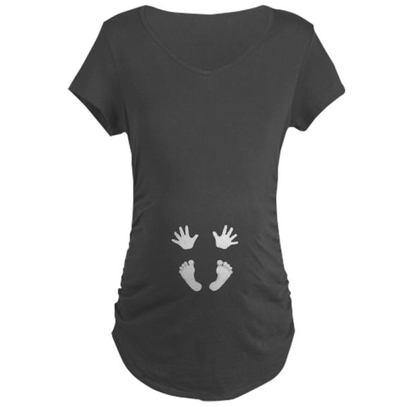 CafePress - Baby Hands And Feet Maternity 5 - Maternity Dark T-Shirt