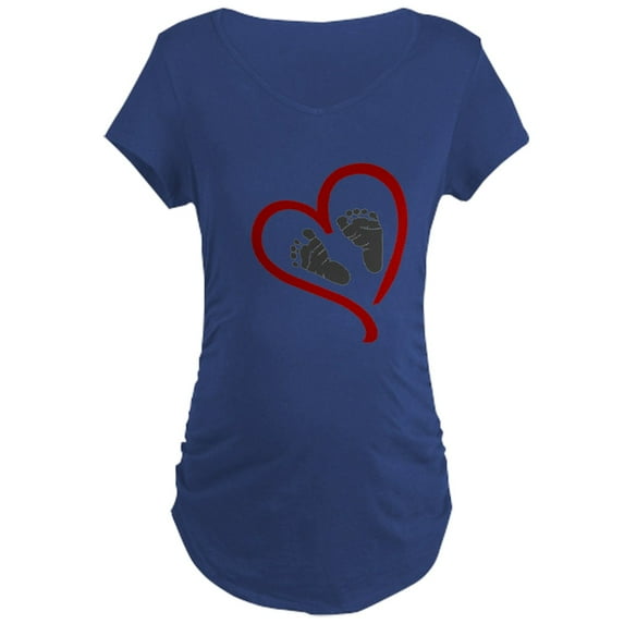 CafePress - Baby Heart Feet Red - Maternity Dark T-Shirt
