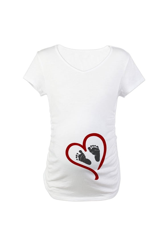 - Baby Heart Feet Red Maternity T Shirt - Cotton Maternity T-shirt, Cute & Funny Pregnancy Tee