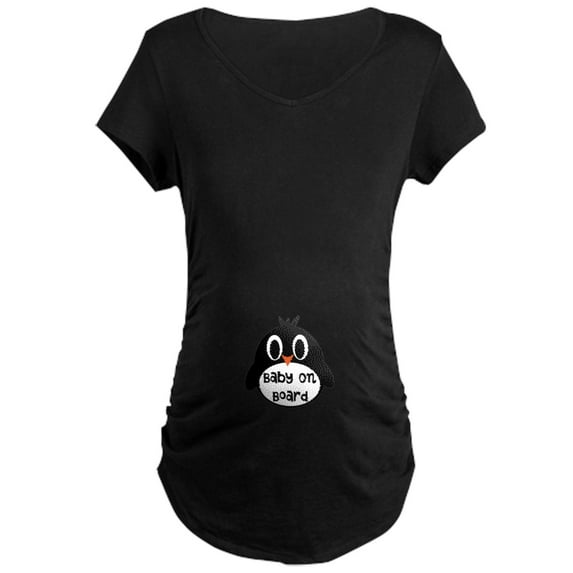 CafePress - Baby On Board Penguin Maternity T Shirt - Maternity Dark T-Shirt