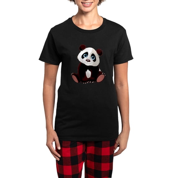 CafePress - Baby Panda Pajamas - Women's Short Sleeve Print T-Shirt and Pants Dark Cotton Pajama Set