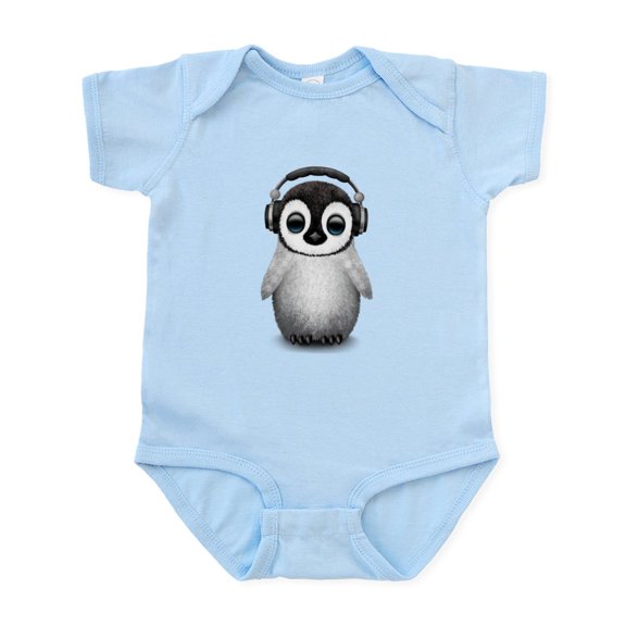 CafePress - Baby Penguin Dj Wearing Headphones Body Suit - Baby Light Bodysuit, Size Newborn - 24 Months