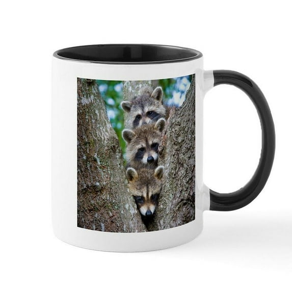 CafePress - Baby Raccoon Trio Mug - 11 oz Ceramic Mug - Novelty Coffee Tea Cup