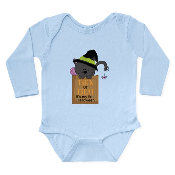 CafePress - Baby's 1St Halloween Cat Long Sleeve Infant Bodysu - Long Sleeve Cotton Baby Bodysuit