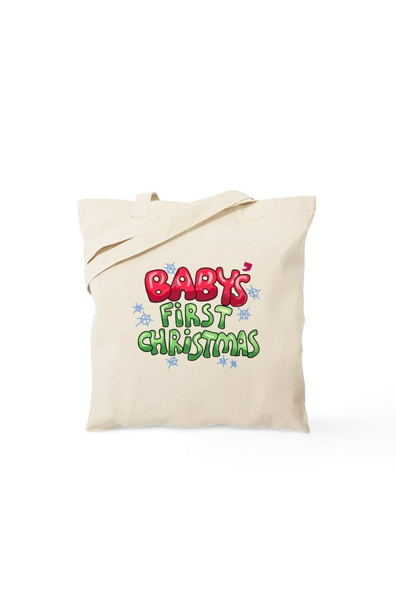 - Baby's First Christmas Tote Bag - Unisex Canvas Tote Bag, Beige, 1-Piece