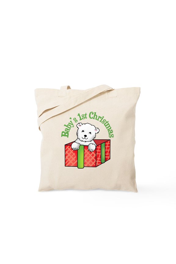 - Baby's First Christmas Tote Bag - Unisex Canvas Tote Bag, Beige, 1-Piece