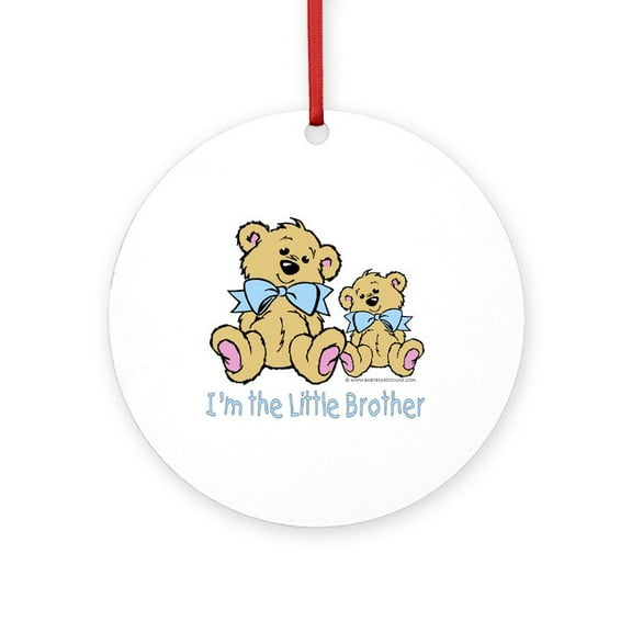 CafePress - Babybeardesigns_Two Bears Little Brother2 - Round Wood Ornament 4"