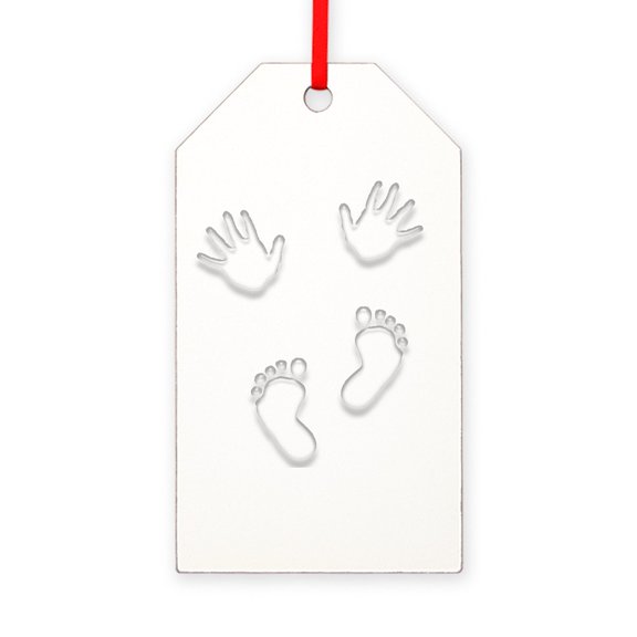 CafePress - Babyclearwhitesquare - Wood Gift Tag Ornament 2.25"x4"