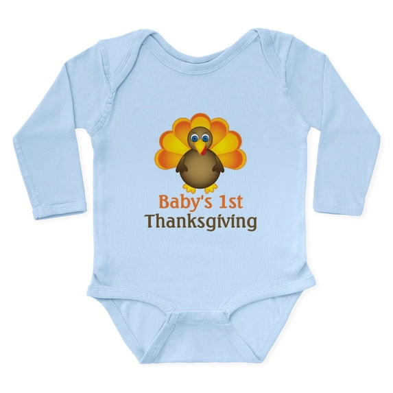 CafePress - Babys First Thanksgiving Ne Turkey Body Suit - Long Sleeve Cotton Baby Bodysuit