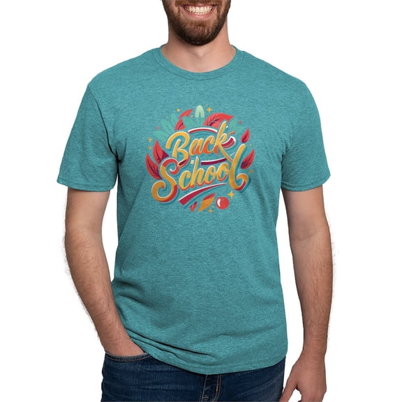 CafePress - Back To School Lettering T Shirt Design Men's Deluxe T Shirt - Mens Tri-blend T-Shirt