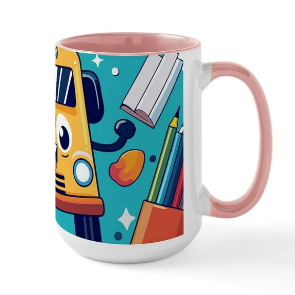 CafePress - Back To School T Shirt Design For Student 15 Oz Ceramic Large Mug - 15 oz Ceramic Large White Novelty Mug