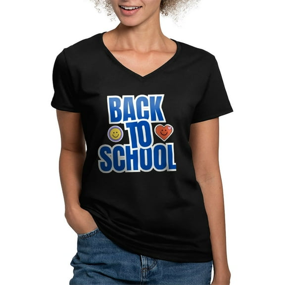 CafePress - Back To School T Shirt Women's V Neck T Shirt - Women's V-Neck Dark T-Shirt