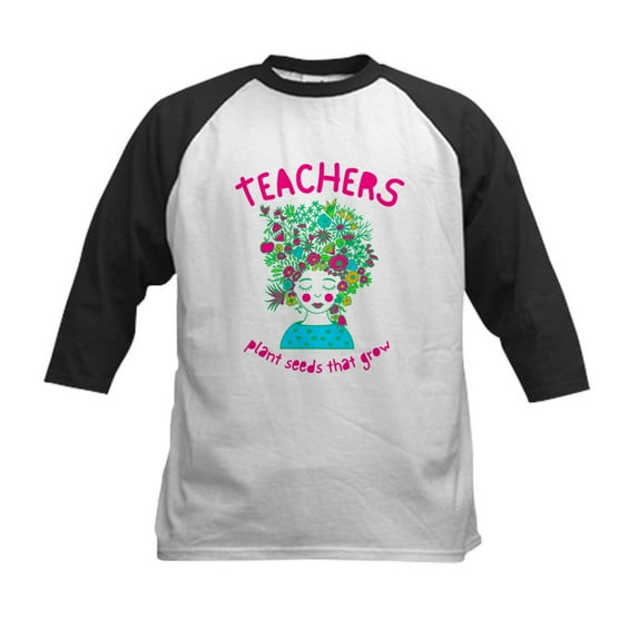 CafePress - Back To School Teacher Garden Lover T Shirt Kids Baseball T Shirt - Kids Cotton Baseball Jersey, 3/4 Sleeve Shirt