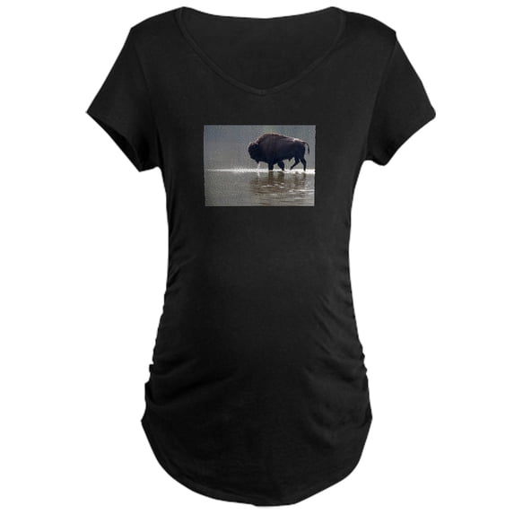 CafePress - Backlit Bison Maternity Dark T Shirt - Maternity Dark T-Shirt