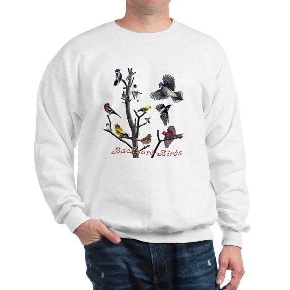 CafePress - Backyard Birds Sweatshirt - Crew Neck Sweatshirt