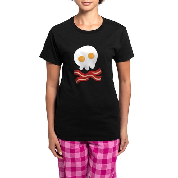 CafePress - Bacon And Eggs Skull Women's Dark Pajamas - Women's Short Sleeve Print T-Shirt and Pants Dark Cotton Pajama Set