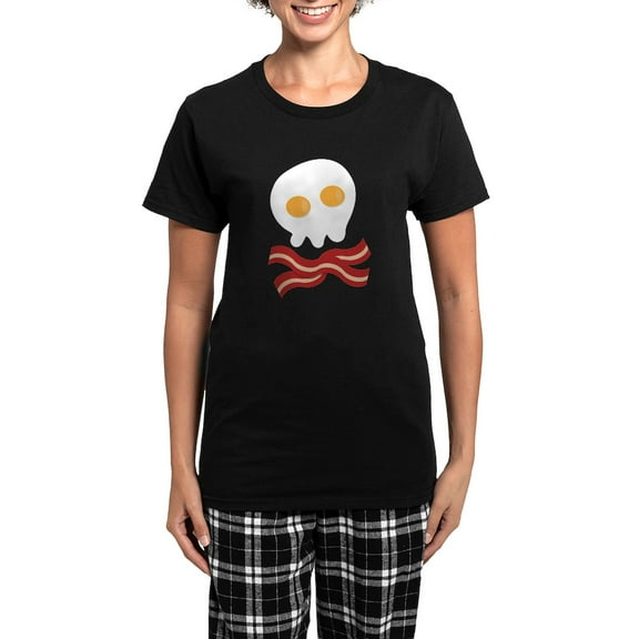 CafePress - Bacon And Eggs Skull Women's Dark Pajamas - Women's Short Sleeve Print T-Shirt and Pants Dark Cotton Pajama Set