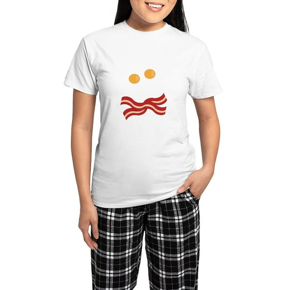 CafePress - Bacon And Eggs Skull Women's Light Pajamas - Women's Short Sleeve Print T-Shirt and Pants Light Cotton Pajama Set