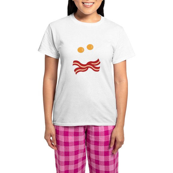 CafePress - Bacon And Eggs Skull Women's Light Pajamas - Women's Short Sleeve Print T-Shirt and Pants Light Cotton Pajama Set