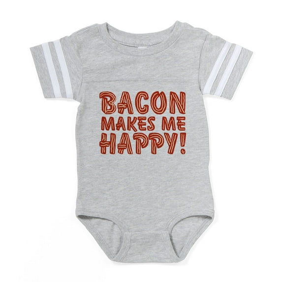 CafePress - Bacon Makes Me Happy_B - Cute Infant Baby Football Bodysuit