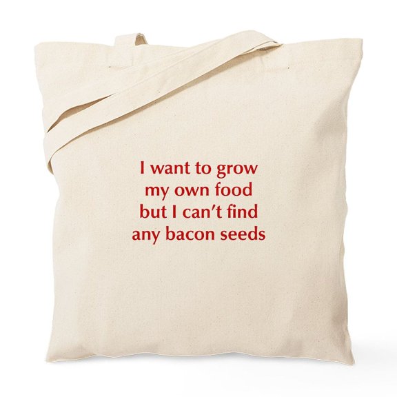 CafePress - Bacon Seeds Opt Dark Red Tote Bag - Unisex Canvas Tote Bag, Beige, 1-Piece