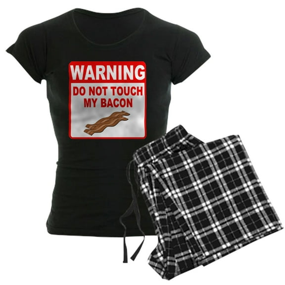 CafePress - Bacon Warning Sign Women's Dark Pajamas - Women's Short Sleeve Print T-Shirt and Pants Dark Cotton Pajama Set