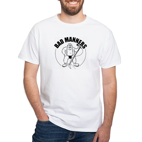 CafePress - Bad Manners Retro White T Shirt - Men's White Classic Cotton T-Shirts