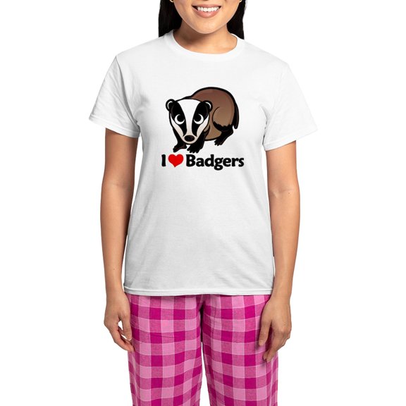 CafePress - Badgersilove Women's Light Pajamas - Women's Short Sleeve Print T-Shirt and Pants Light Cotton Pajama Set