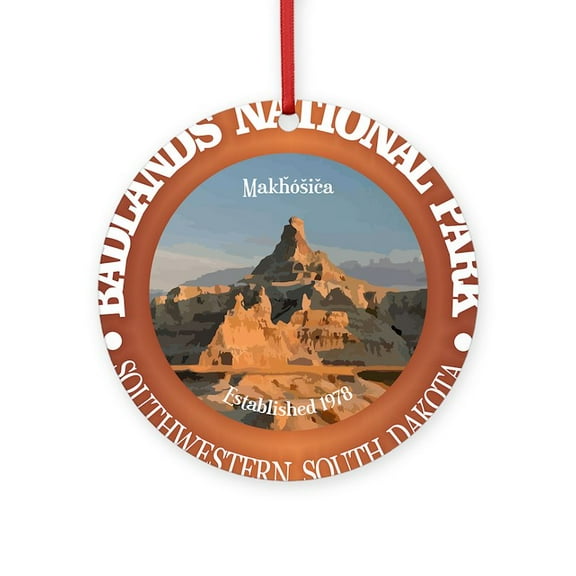 CafePress - Badlands NP - Round Wood Ornament 4"