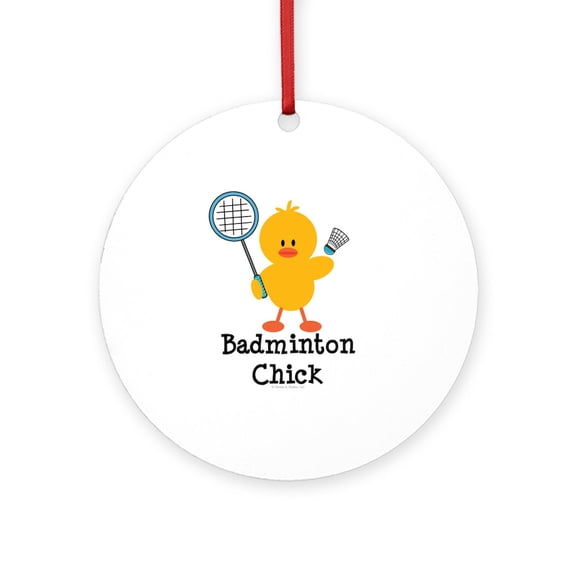 CafePress - Badminton Chick -  Round Wood Ornament 4"