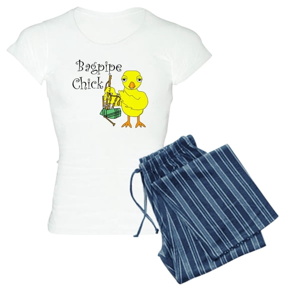 CafePress - Bagpipe Chick Text Women's Light Pajamas - Women's Short Sleeve Print T-Shirt and Pants Light Cotton Pajama Set