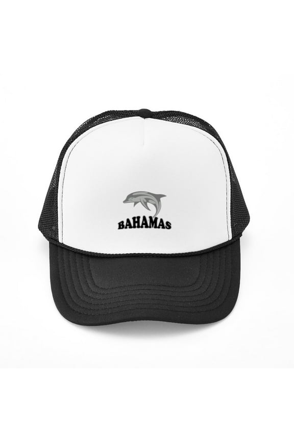 - Bahamas Dolphin Souvenir - Adjustable Unisex Printed Trucker Hat with Mesh Back