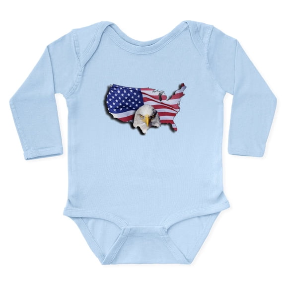 CafePress - Bald Eagle Over American Flag Body Suit - Long Sleeve Cotton Baby Bodysuit