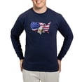 thumbnail image 1 of CafePress - Bald Eagle Over American Flag Long Sleeve T Shirt - Long Sleeve Dark T-Shirt, 1 of 4