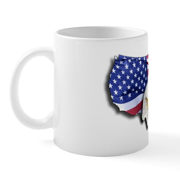 CafePress - Bald Eagle Over American Flag Mug - 11 oz Ceramic Mug - Novelty Coffee Tea Cup